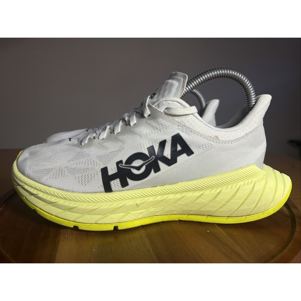 Hoka One One Carbon X 2 Womens 7 B Running Shoes Gray Lime 1113527-IPPN